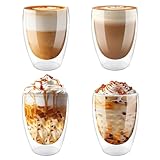 Vexillic Doppelwandige Kaffeegläser, Latte Macchiato Gläser 4er Set 350ml...