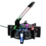 Enhance Profi Maus Bungee-Kabelhalter mit 4 Port USB-Hub & 7 LED-Leucht Modi -...