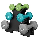 SONGMICS Kurzhantel Set, Hexagon, mit Hantelständer, 2 x 1 kg, 2 x 2 kg, 2 x 3...