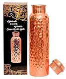 Kupfer-Wasserflasche, handgefertigt, ayurvedisch, 100 % reines Kupfer, für...