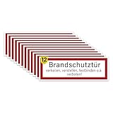 DinAliX 12 x Brandschutztür Aufkleber| 21 x 7.2 cm Feuerschutztür Schild aus...