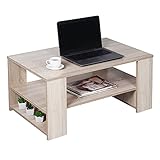 RICOO Couchtisch mit Stauraum 72 x 50 x 50 cm, Couchtisch Holz, Wohnzimmertisch...