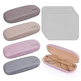 NVIYAM 4 Stücke Hardcase Brillenetui - Leinenstoffe Glasses Case,...