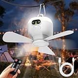 RIRIDAMAI Deckenventilator mit Beleuchtung Camping, Aufladbar Deckenventilator...