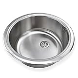 Runde und kompakte Einbauspüle mit integrierten Überlauf aus hochwertigem...