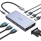 USB C Docking Station 2 Monitor Dual HDMI, 9 in 1 USB-C Hub Triple Display...