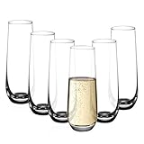 Amisglass Sektgläser Set, 6 Stück, 300ml Champagner Gläser, Klares...