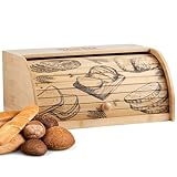 ecosa Brotbox aus nachhaltigem Bambus mit Rolldeckel Brotkasten Brotaufbewahrung...