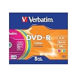 Verbatim DVD+RW 16x Colour 4.7GB, 5er Pack Slim Case, DVD Rohlinge beschreibbar,...
