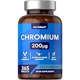 Chromium Picolinate 200 mcg Chrom pro Tablette | 365 Vegane Tabletten - Ein Jahr...