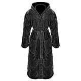 Gräfenstayn® Damen & Herren Kuschelfleece Bademantel mit Kapuze Größe S-XXXL...