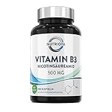 Vitamin B3 Nicotinamid 500 mg - 180 Hochdosiert Niacin-Kapseln ohne...