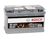 Bosch S5A11 - Autobatterie - 80A/h - 800A - AGM-Technologie - angepasst für...