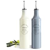 com-four® 2-teiliges Flaschen-Set für Öl und Essig - farbige Glasflaschen mit...