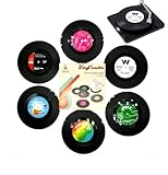 Vonmerie 6 er Set Retro-Schallplatten-Untersetzer, mit Rutschfester Designbasis,...