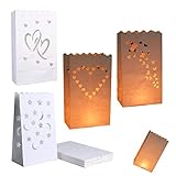 20 Stück Papier Lichttüten Lichtertüten Candle Bags Weiße Kerzentüten...