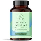 Multivitamin Tabletten Hochdosiert - 180 vegane Stück mit 26 A-Z Vitamine &...