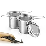 2 Stück Teesieb, Tea Infuser 304 Rostfreiem Edelstahl Teefilter mit Faltbare...