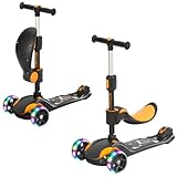 BremToy Roller Kinder mit Abnehmbarer Sitz, Kinder Roller mit Stufenlos...