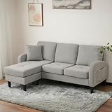 Eckcouch mit Chaiselongue 166 x 118 x 77 cm, Couch 3 sitzer in L-Form, Modular...