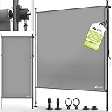 tillvex® Klemmmarkise Senkrechtmarkise 100x310cm Grau mit Handkurbel ohne...