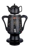 Caytime Samowar 3,5 L Semaver Edelstahl – Teekocher mit schwarzer...