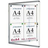 Floodirekt Schaukasten Wand 4 x DIN A4 Plakatschaukasten mit Alurahmen &...