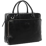 SID & VAIN Laptoptasche Ryan aus Premium Leder I Business-Tasche XL groß für...