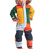 Skikleidung Kinder Unisex Wasserdicht Schneeanzug mit Kapuze Snowsuit Winddicht...