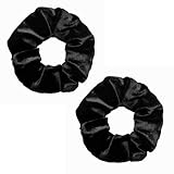 2 Stück Haargummi Schwarz,Haargummis Damen Samt,Elastisch Damen Weich...