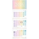 Häfft® 3-Monatskalender 2026 Wandkalender mit Schieber, Ferien DE & AT,...