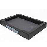 Hundebett Delux, Schwarz, Größe XL 93x62cm, Kunstleder + aushaltbares...