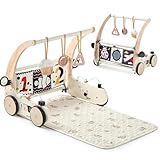 OESSUF 3 in 1 Baby Holz Lauflernhilfe Spielbogen Gym Spieldecke mit Sensorik...