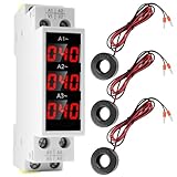 Behogan 3-Phasen-DIN-Schienen-Amperemeter, AC 80-500 V, 1-100 A, Hochpräzises...