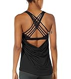 icyzone Damen Sport Tops mit Integriertem BH - 2 in 1 Yoga Gym Shirt Fitness...