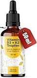 Vitamin D3 K2 Tropfen hochdosiert - 50 ml - 1.000 IE D3 + 20 µg K2, Vitamin D...
