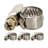 Schlauchschellen mit Schneckenantrieb, 4 Stück, Spannbereich Ø 8-12 mm, für...