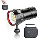 LetonPower B15 Tauchen Taschenlampe, 8000 Lumens Super Bright Underwater 80m...