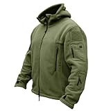 Herren Fleecejacke Military Outdoor Winddichte Jacke mit Kapuze Outdoor...