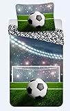 BrandMac Bettwäsche Fußball Kissenbezug 80 x 80 cm und Bettbezug 135 x 200 cm,...