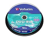 Verbatim DVD-RW 4x Matt Silver 4.7GB,10 Stueck Spindel, DVD Rohlinge...