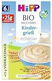 HiPP BIO Milchbrei Kindergrieß (4 x 475g), ab 6. Monat, ohne Zuckerzusatz,...