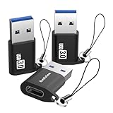 Omivine 3 Stück USB A auf Typ-C Adapter, 5Gbps Datensync Mit Schlüsselband,...