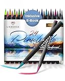 LIEBERGE Pinselstifte Premium-Set - 24 Aquarellfarben + 2 Wassertankpinsel -...