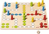 Goki 56710 Brettspiel Ludo, Familienspiel mit 16 Figuren und Würfel, 4...