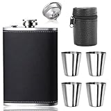 AMSNINK 304 Flachmann 220ml Mit Trichter Und 4 Kleine Tassen, Edelstahl, Mit...