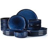 Joyfair Geschirrset 6 Personen, 18-tlg Steinzeug Tafelservice Set, Kratzfest...