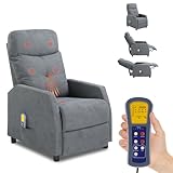 LEADZM Fernsehsessel Elektrisch Massagesessel Heizung Relaxsessel, manuell...