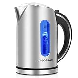 Aigostar King - Wasserkocher Edelstahl 1,7 liter, Elektrischer Wasserkocher mit...