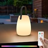 uuffoo Akku Outdoor Lampe Tragbare LED Außen Tischleuchte mit 8 Farben...